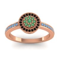 Emerald Fashion Ring In 14K Rose Gold With Black Onyx And Swiss Blue Topaz – Varasana Statement Ring