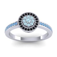 Aquamarine Fashion Ring In 14k White Gold With Black Onyx And Swiss Blue Topaz – Varasana Statement Ring