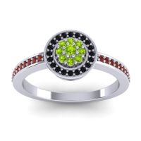 Peridot Fashion Ring In 14k White Gold With Black Onyx And Garnet – Varasana Statement Ring