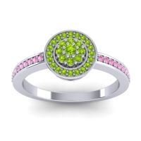 Peridot Fashion Ring In 14k White Gold With Pink Tourmaline – Varasana Statement Ring