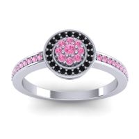 Pink Tourmaline Fashion Ring In 14k White Gold With Black Onyx – Varasana Statement Ring