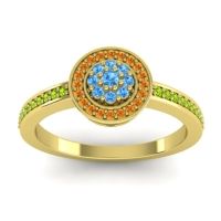 Swiss Blue Topaz Fashion Ring In 14k Yellow Gold With Citrine And Peridot – Varasana Statement Ring