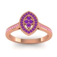 Amethyst Fashion Ring In 14K Rose Gold With Pink Tourmaline – Sipa Statement Ring