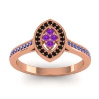 Amethyst Fashion Ring In 14K Rose Gold With Black Onyx And Blue Sapphire – Sipa Statement Ring