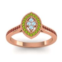Aquamarine Fashion Ring In 14K Rose Gold With Peridot And Garnet – Sipa Statement Ring
