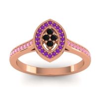 Black Onyx Fashion Ring In 14K Rose Gold With Amethyst And Pink Tourmaline – Sipa Statement Ring