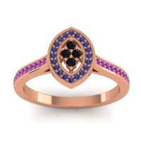Black Onyx Fashion Ring In 14K Rose Gold With Blue Sapphire And Amethyst – Sipa Statement Ring