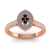 Black Onyx Fashion Ring In 14K Rose Gold With Swiss Blue Topaz And Aquamarine – Sipa Statement Ring