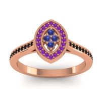 Blue Sapphire Fashion Ring In 14K Rose Gold With Amethyst And Black Onyx – Sipa Statement Ring