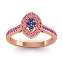 Blue Sapphire Fashion Ring In 14K Rose Gold With Pink Tourmaline And Amethyst – Sipa Statement Ring