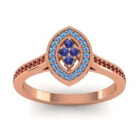 Blue Sapphire Fashion Ring In 14K Rose Gold With Swiss Blue Topaz And Garnet – Sipa Statement Ring