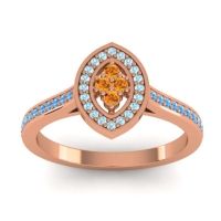 Citrine Fashion Ring In 14K Rose Gold With Aquamarine And Swiss Blue Topaz – Sipa Statement Ring