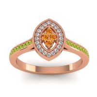 Citrine Fashion Ring In 14K Rose Gold With Lab Diamond And Peridot – Sipa Statement Ring