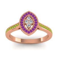 Diamond Fashion Ring In 14K Rose Gold With Amethyst And Peridot – Sipa Statement Ring