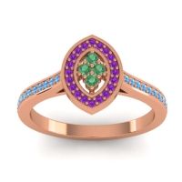 Emerald Fashion Ring In 14K Rose Gold With Amethyst And Swiss Blue Topaz – Sipa Statement Ring