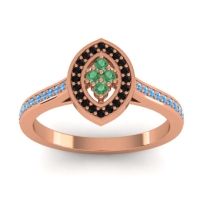 Emerald Fashion Ring In 14K Rose Gold With Black Onyx And Swiss Blue Topaz – Sipa Statement Ring