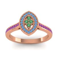 Emerald Fashion Ring In 18K Rose Gold With Swiss Blue Topaz And Amethyst – Sipa Statement Ring