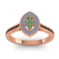 Emerald Fashion Ring In 14K Rose Gold With Swiss Blue Topaz And Black Onyx – Sipa Statement Ring