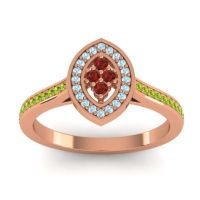 Garnet Fashion Ring In 14K Rose Gold With Aquamarine And Peridot – Sipa Statement Ring