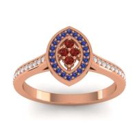 Garnet Fashion Ring In 14K Rose Gold With Blue Sapphire And Lab Diamond – Sipa Statement Ring