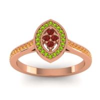 Garnet Fashion Ring In 14K Rose Gold With Peridot And Citrine – Sipa Statement Ring