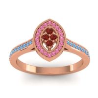 Garnet Fashion Ring In 14K Rose Gold With Pink Tourmaline And Swiss Blue Topaz – Sipa Statement Ring