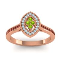 Peridot Fashion Ring In 14K Rose Gold With Aquamarine And Garnet – Sipa Statement Ring