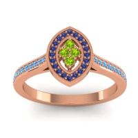 Peridot Fashion Ring In 14K Rose Gold With Blue Sapphire And Swiss Blue Topaz – Sipa Statement Ring