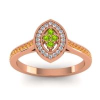 Peridot Fashion Ring In 14K Rose Gold With Lab Diamond And Citrine – Sipa Statement Ring