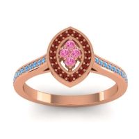 Pink Tourmaline Fashion Ring In 14K Rose Gold With Garnet And Swiss Blue Topaz – Sipa Statement Ring