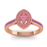 Pink Tourmaline Fashion Ring In 14K Rose Gold With Amethyst – Sipa Statement Ring