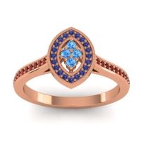 Swiss Blue Topaz Fashion Ring In 14K Rose Gold With Blue Sapphire And Garnet – Sipa Statement Ring