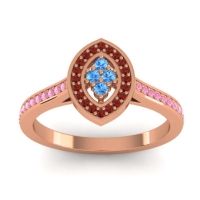 Swiss Blue Topaz Fashion Ring In 14K Rose Gold With Garnet And Pink Tourmaline – Sipa Statement Ring