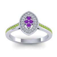 Amethyst Fashion Ring In 14k White Gold With Lab Diamond And Peridot – Sipa Statement Ring