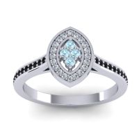 Aquamarine Fashion Ring In 14k White Gold With Lab Diamond And Black Onyx – Sipa Statement Ring