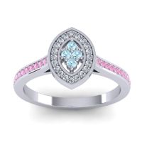 Aquamarine Fashion Ring In 14k White Gold With Lab Diamond And Pink Tourmaline – Sipa Statement Ring