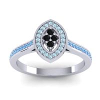 Black Onyx Fashion Ring In 14k White Gold With Aquamarine And Swiss Blue Topaz – Sipa Statement Ring