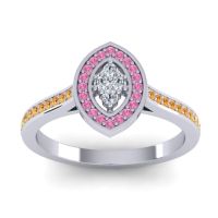 Lab Diamond Fashion Ring In 14k White Gold With Pink Tourmaline And Citrine – Sipa Statement Ring