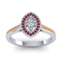 Diamond Fashion Ring In 14k White Gold With Ruby And Citrine – Sipa Statement Ring