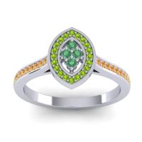 Emerald Fashion Ring In 14k White Gold With Peridot And Citrine – Sipa Statement Ring