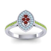 Garnet Fashion Ring In 14k White Gold With Aquamarine And Peridot – Sipa Statement Ring
