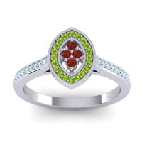 Garnet Fashion Ring In 14k White Gold With Peridot And Aquamarine – Sipa Statement Ring