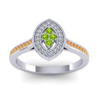 Peridot Fashion Ring In 14k White Gold With Lab Diamond And Citrine – Sipa Statement Ring