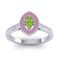 Peridot Fashion Ring In 14k White Gold With Pink Tourmaline And Lab Diamond – Sipa Statement Ring