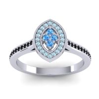 Swiss Blue Topaz Fashion Ring In 14k White Gold With Aquamarine And Black Onyx – Sipa Statement Ring