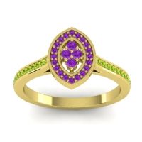 Amethyst Fashion Ring In 14k Yellow Gold With Peridot – Sipa Statement Ring