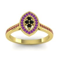 Black Onyx Fashion Ring In 14k Yellow Gold With Amethyst And Ruby – Sipa Statement Ring