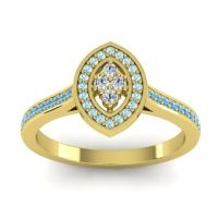 Diamond Fashion Ring In 14k Yellow Gold With Aquamarine And Swiss Blue Topaz – Sipa Statement Ring
