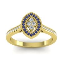 Diamond Fashion Ring In 14k Yellow Gold With Blue Sapphire And Lab Diamond – Sipa Statement Ring
