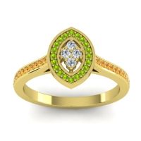 Lab Diamond Fashion Ring In 14k Yellow Gold With Peridot And Citrine – Sipa Statement Ring